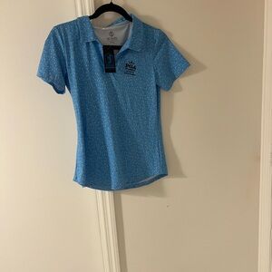 SCALES Light Blue Polo with White Abstract Print Size S